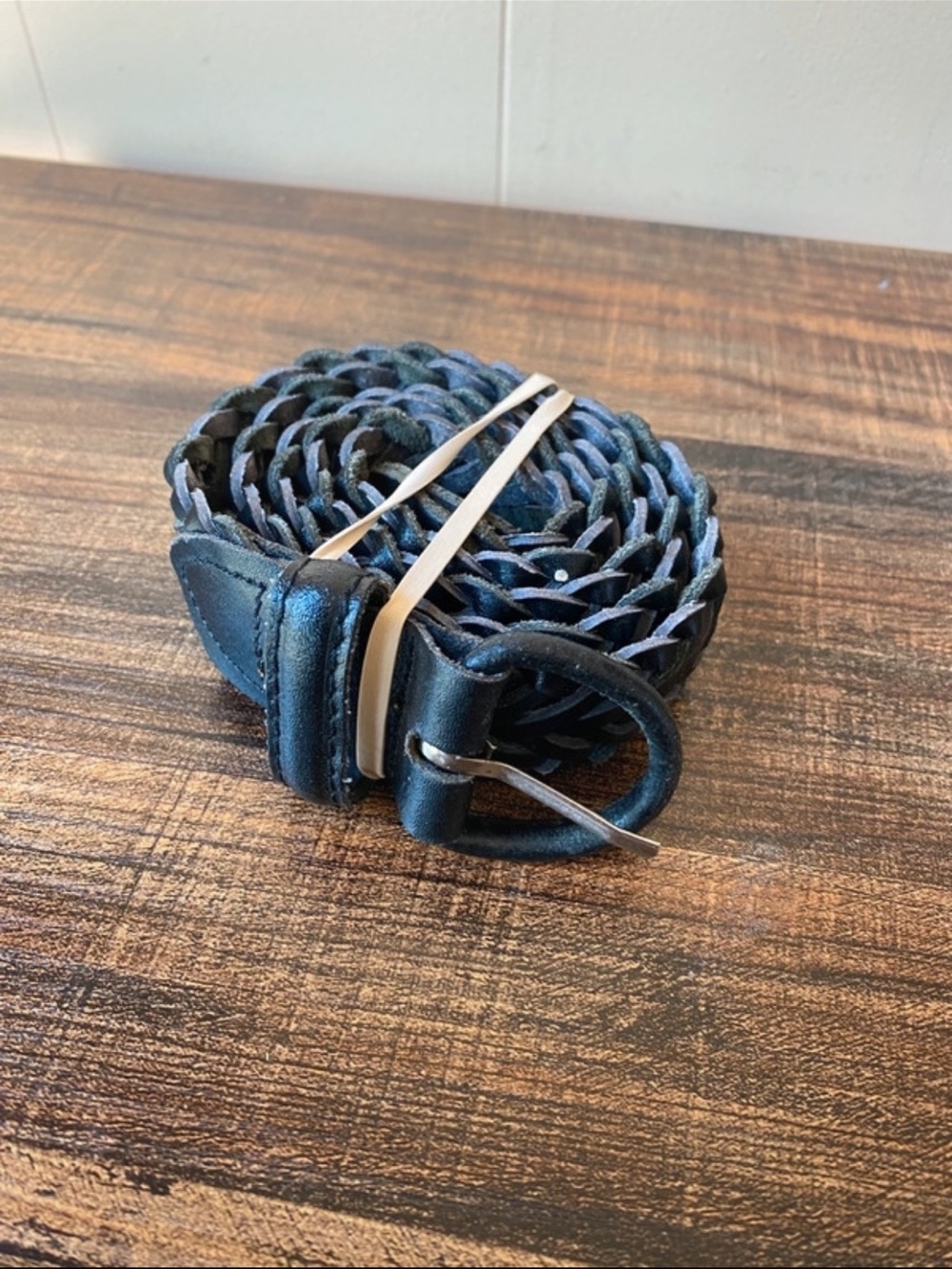 Vintage Woven Leather Belt, 32”